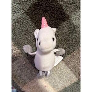 The Puppet Company White Pink Unicorn Finger Puppet Plush Glitter Horn SG4 0TW